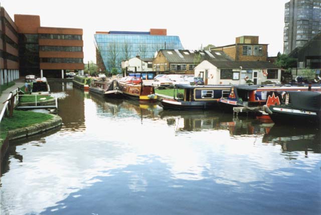 Boats moored at Aylesbury Canal Basin
