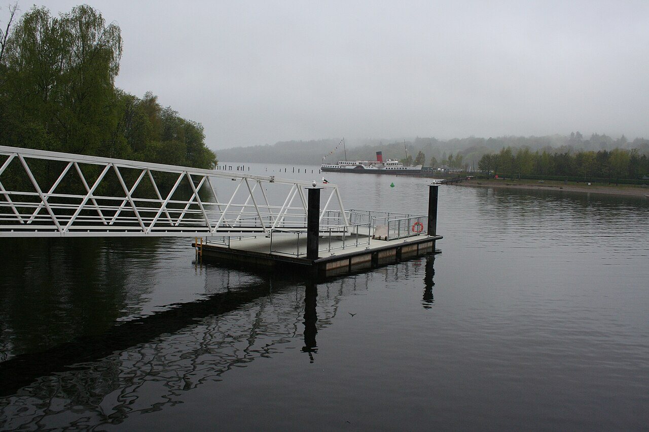 Loch Lomond and Balloch Pier seen from Loch Lomond Shores.