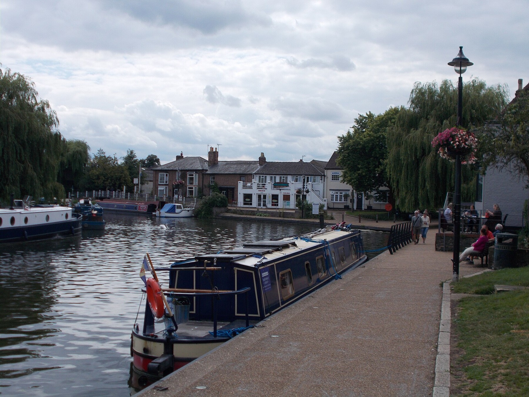 Boats moored beside Ely’s riverside path