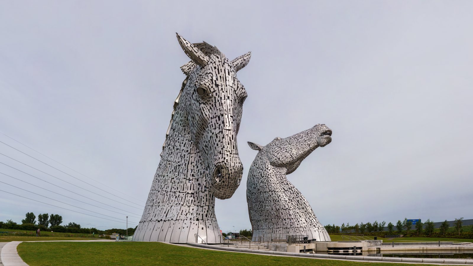 The Kelpies beside the canal