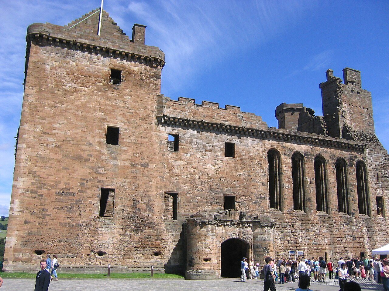 South face of palace ruins above the grounds.