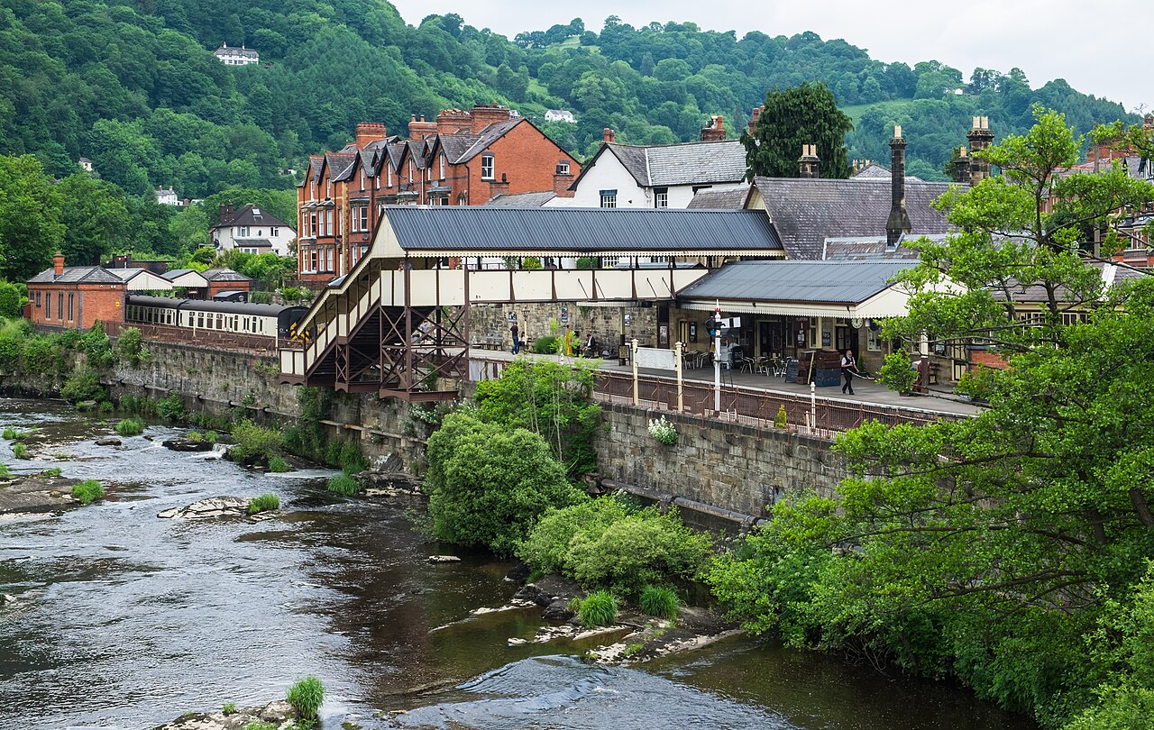 Llangollen heritage railway station beside the River Dee
