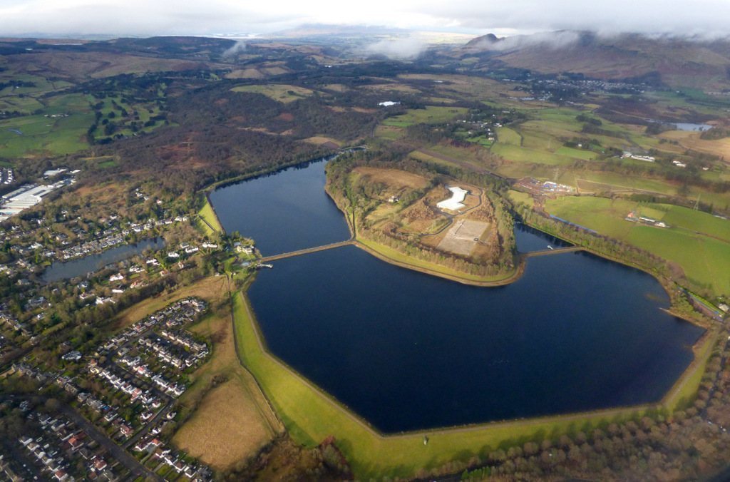 Milngavie reservoirs from above