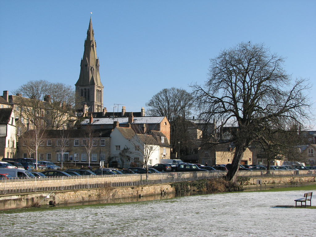 St Mary’s spire and Stamford buildings across the River Welland