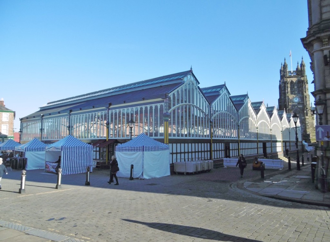 Historic Market Hall and square in Stockport
